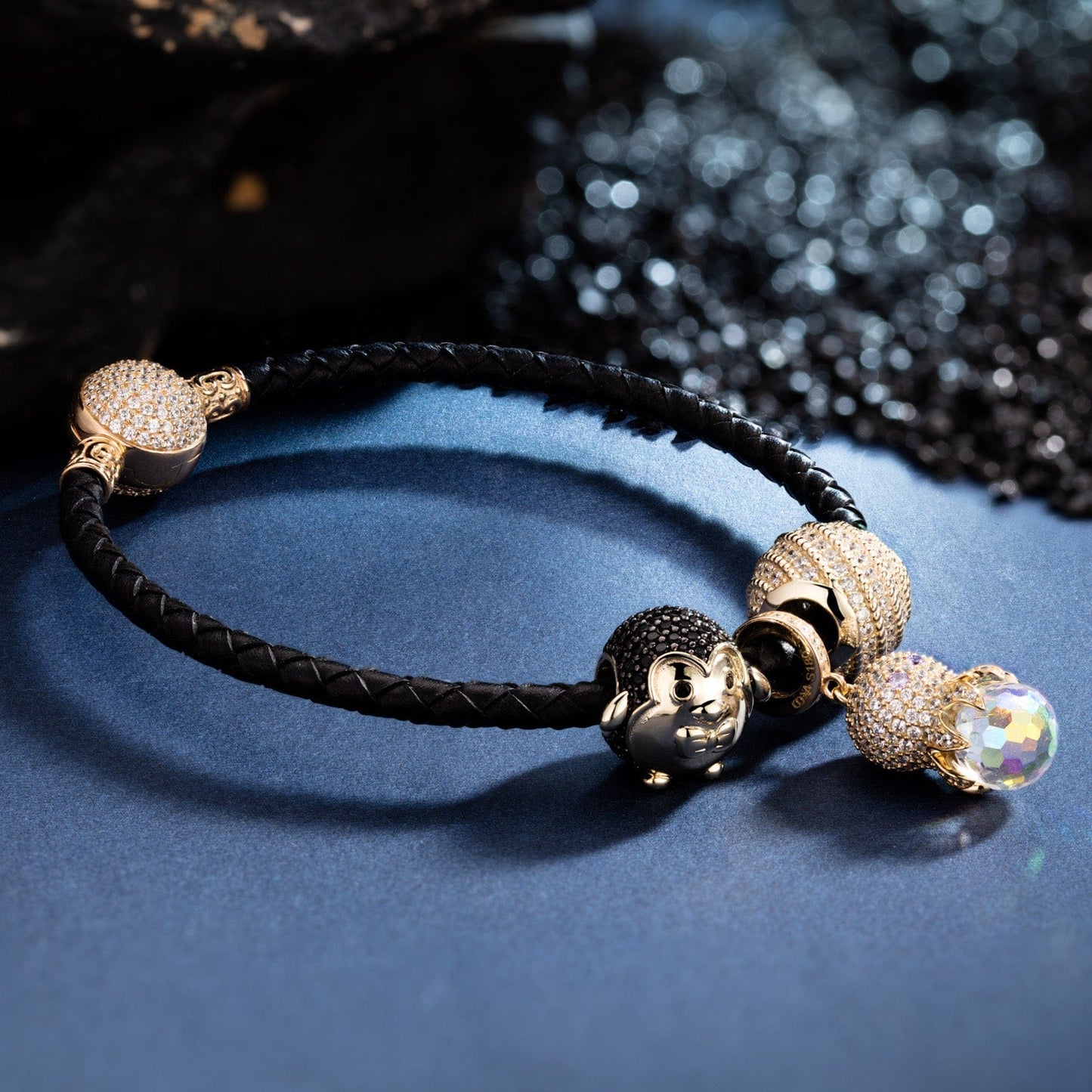 Sea Penguin And Octopus Tarnish-resistant Silver Charms Bracelet Set In 14K Gold Plated (Includes bracelet and all charms shown)