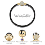 Penguin Club Tarnish-resistant Silver Animals Charms Bracelet Set With Enamel In 14K Gold Plated - Heartful Hugs Collection (Includes bracelet and all charms shown)