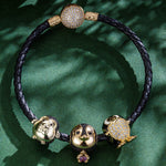 Penguin Club Tarnish-resistant Silver Animals Charms Bracelet Set With Enamel In 14K Gold Plated - Heartful Hugs Collection (Includes bracelet and all charms shown)