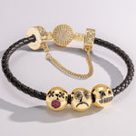 Sterling Silver Varied Emojis Charms Bracelet Set In 14K Gold Plated (Includes bracelet and all charms shown)