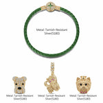 Sterling Silver Green Fetch Charms Bracelet Set In 14K Gold Plated(Includes bracelet and all charms shown)