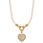 Queen Of Glitter Tarnish-resistant Silver Pearl Necklace Set In 14K Gold Plated