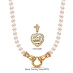 God's Welfare Tarnish-resistant Silver Pearl Necklace Set In 14K Gold Plated