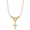 God's Cross Tarnish-resistant Silver Pearl Necklace Set In 14K Gold Plated