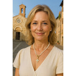 God's Cross Tarnish-resistant Silver Pearl Necklace Set In 14K Gold Plated