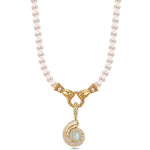 Delicate Seashell Tarnish-resistant Silver Pearl Necklace Set In 14K Gold Plated