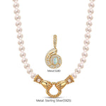 Delicate Seashell Tarnish-resistant Silver Pearl Necklace Set In 14K Gold Plated