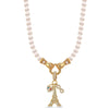 Eiffel Flair Tarnish-resistant Silver Pearl Necklace Set With Ename lIn 14K Gold Plated