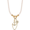 Anchor And Helm Tarnish-resistant Silver Pearl Necklace Set In 14K Gold Plated