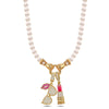 Effortless Chic Tarnish-resistant Silver Pearl Necklace Set With Ename lIn 14K Gold Plated