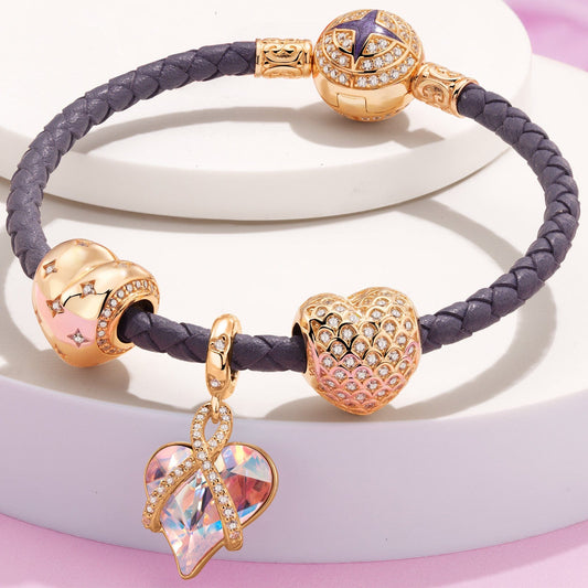 gon- Sterling Silver Love's Embrace Charms Bracelet Set In 14K Gold Plated (Includes bracelet and all charms shown)