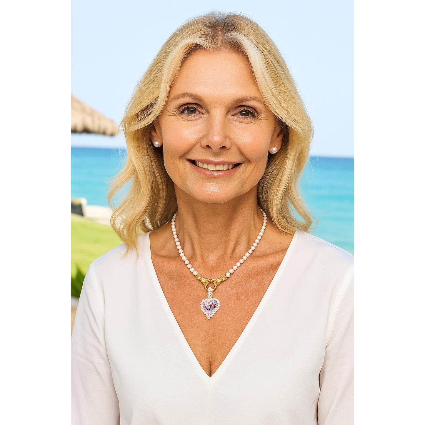Love's Pearl Tarnish-resistant Silver Pearl Necklace Set In 14K Gold Plated