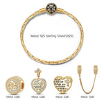 Sterling Silver The Holy Bible Charms Bracelet Set With Enamel In 14K Gold Plated (Includes bracelet and all charms shown)