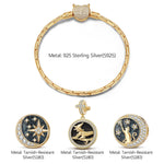 Sterling Silver Halloween Night Charms Bracelet Set With Enamel In 14K Gold Plated (Includes bracelet and all charms shown)