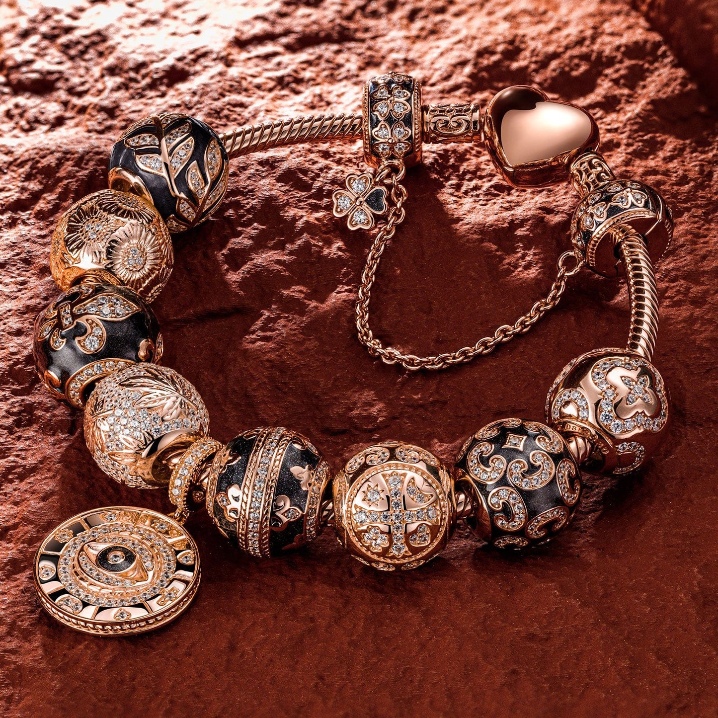 [💥As @evy_onelove's Pick] Memories Of Versailles Tarnish-resistant Silver Charms Bracelet Set With Enamel In Rose Gold Plated (Includes bracelet and all charms shown)