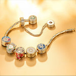 Sterling Silver Colorful Christmas Charms Bracelet Set With Enamel In 14K Gold Plated (Includes bracelet and all charms shown)
