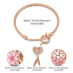 Pink Lovers Tarnish-resistant Silver Charms Bracelet Set With Enamel In Rose Gold Plated (Includes bracelet and all charms shown)