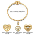 Love My Family Tarnish-resistant Silver Charms Bracelet Set In 14K Gold Plated (Includes bracelet and all charms shown)