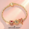 Sterling Silver January Birthday Stone Charms Bracelet Set In 14K Gold Plated (Includes bracelet and all charms shown)