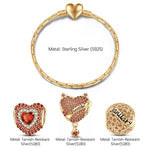 Sterling Silver January Birthday Stone Charms Bracelet Set In 14K Gold Plated (Includes bracelet and all charms shown)