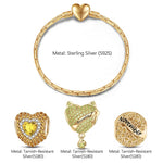 Sterling Silver November Birthday Stone Charms Bracelet Set In 14K Gold Plated (Includes bracelet and all charms shown)