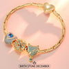 Sterling Silver December Birthday Stone Charms Bracelet Set In 14K Gold Plated (Includes bracelet and all charms shown)