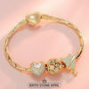 Sterling Silver April Birthday Stone Charms Bracelet Set In 14K Gold Plated (Includes bracelet and all charms shown)