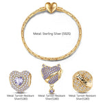 Sterling Silver June Birthday Stone Charms Bracelet Set In 14K Gold Plated (Includes bracelet and all charms shown)