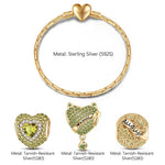 Sterling Silver August Birthday Stone Charms Bracelet Set In 14K Gold Plated (Includes bracelet and all charms shown)