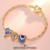 Sterling Silver September Birthday Stone Charms Bracelet Set In 14K Gold Plated (Includes bracelet and all charms shown)