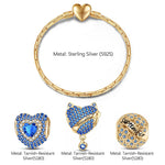 Sterling Silver September Birthday Stone Charms Bracelet Set In 14K Gold Plated (Includes bracelet and all charms shown)