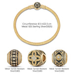 Sterling Silver XL Size Divine Glory Charms Bracelet Set With Enamel In 14K Gold Plated For Men (Includes bracelet and all charms shown)
