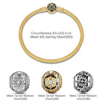 Sterling Silver XL Size Mecha Charms Bracelet Set With Enamel In 14K Gold Plated For Men (Includes bracelet and all charms shown)
