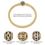 Sterling Silver XL Size Four Elements Of Faith Charms Bracelet Set With Enamel In 14K Gold Plated For Men (Includes bracelet and all charms shown)