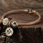 Sterling Silver XL Size Thundercloud Elf Charms Bracelet Set With Enamel In 14K Gold Plated For Men (Includes bracelet and all charms shown)