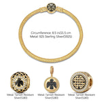 Sterling Silver XL Size Thundercloud Elf Charms Bracelet Set With Enamel In 14K Gold Plated For Men (Includes bracelet and all charms shown)