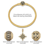Sterling Silver XL Size Light of Glory Charms Bracelet Set With Enamel In 14K Gold Plated For Men (Includes bracelet and all charms shown)