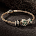 Sterling Silver XL Size StarDrive Charms Bracelet Set With Enamel In 14K Gold Plated For Men (Includes bracelet and all charms shown)