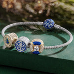 Sterling Silver Sailing Expedition Charms Bracelet Set With Enamel In White Gold Plated (Includes bracelet and all charms shown)