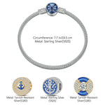 Sterling Silver Sailing Expedition Charms Bracelet Set With Enamel In White Gold Plated (Includes bracelet and all charms shown)