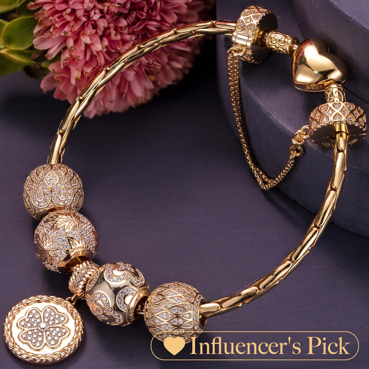 [💥As @svetlana_rusan's Pick] Sterling Silver Autumn Impressions Charms Bracelet Set In 14K Gold Plated (Includes bracelet and all charms shown)