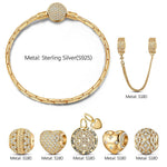 Sterling Silver Sweet Love Charms Bracelet Set In 14K Gold Plated (Includes bracelet and all charms shown)