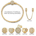 Sterling Silver Sweet Love Charms Bracelet Set In 14K Gold Plated (Includes bracelet and all charms shown)