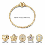 Sterling Silver The Stars Of Versailles Charms Bracelet Set In 14K Gold Plated (Includes bracelet and all charms shown)
