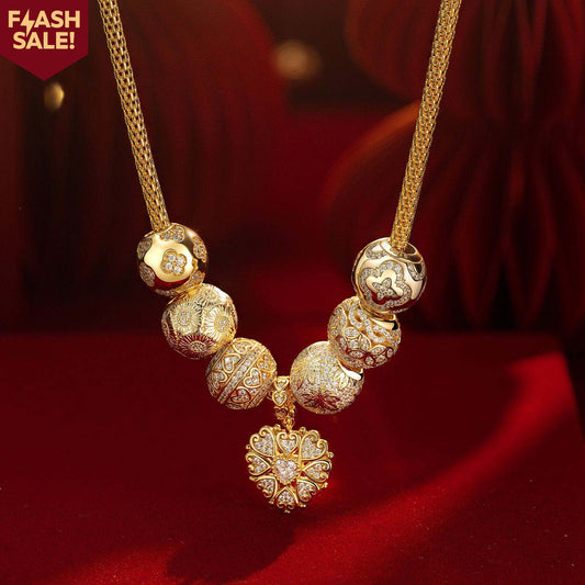 gona- Sterling Silver Autumn Garden Necklace Set With Enamel In 14K Gold Plated