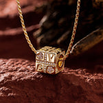 Sterling Silver Love Cube Necklace Set In 14K Gold Plated