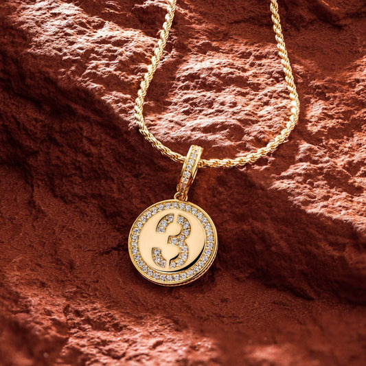 gona- Sterling Silver Lucky Number Necklace Set In 14K Gold Plated