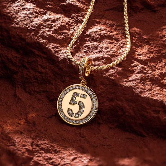 gona- Sterling Silver Lucky Number Necklace Set In 14K Gold Plated