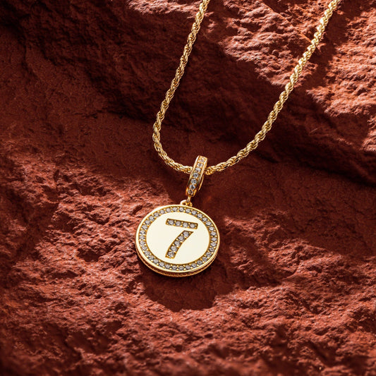 gona- Sterling Silver Lucky Number Necklace Set In 14K Gold Plated