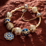 Sterling Silver Versailles Ball Charms Bracelet Set With Enamel In 14K Gold Plated (Includes bracelet and all charms shown)